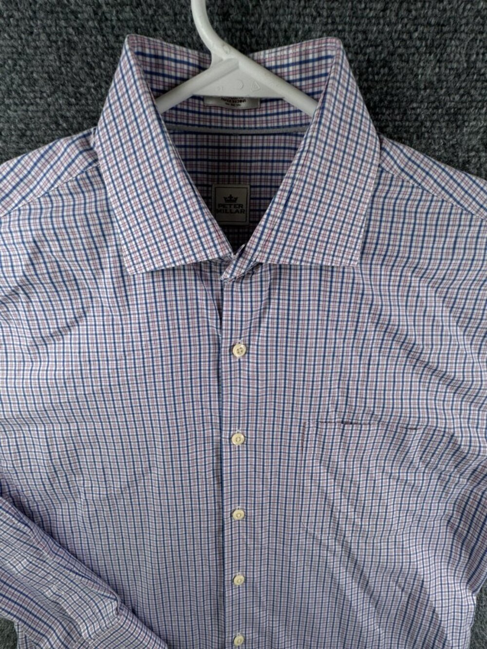 Peter Millar Medium Cotton Long Sleeve Button Up Shirt Men Pink Blue Check Adult